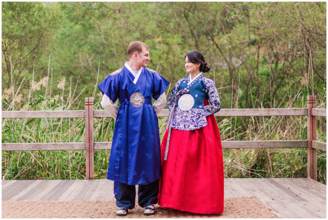 Engagement Session in traditional hanbok in the Eunpyeong Hanok Village in Seoul, South Korea