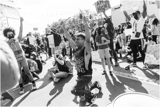 Why I marched with 50,000 people in Hollywood during a global pandemic. Tyler Lofton, artist and musician, protesting at Black Lives Matter protest in Hollywood. 