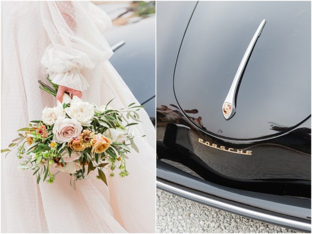 Sunstone Winery, Sunstone Villa Wedding Site - Vineyard Weddings, Santa Barbara - Santa Barbara Speedster Porsche getaway car.