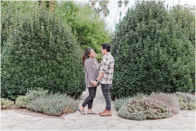 Engagement shoot with engaged couple at LA Arboretum in Arcadia. 
