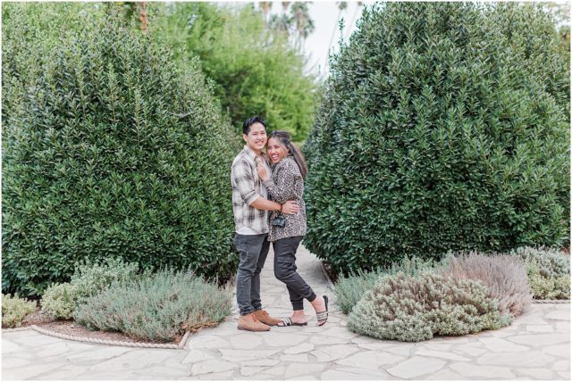 Engagement shoot with engaged couple at LA Arboretum in Arcadia. 