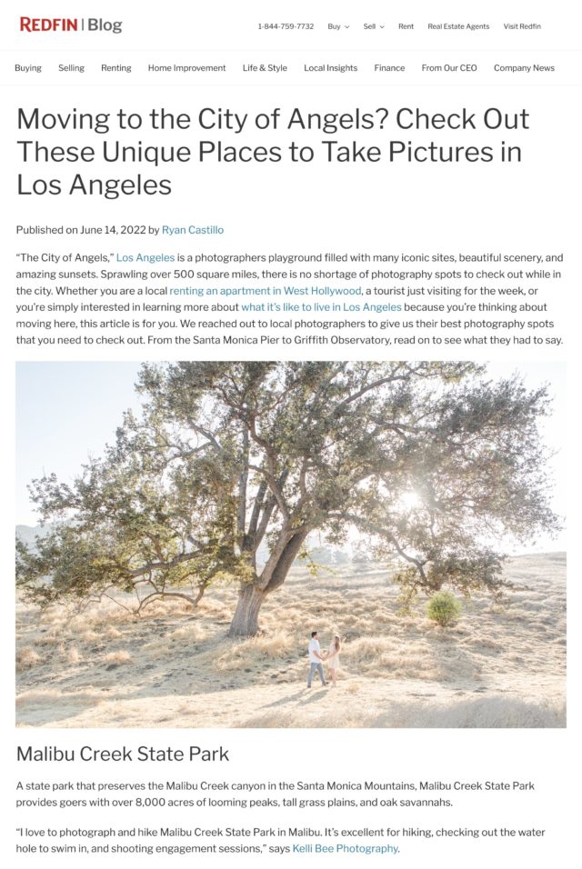 Redfin Blog article on best places to shoot in Los Angeles